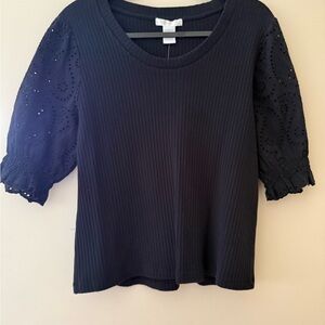 Design History Ribbed Eyelet Blouse